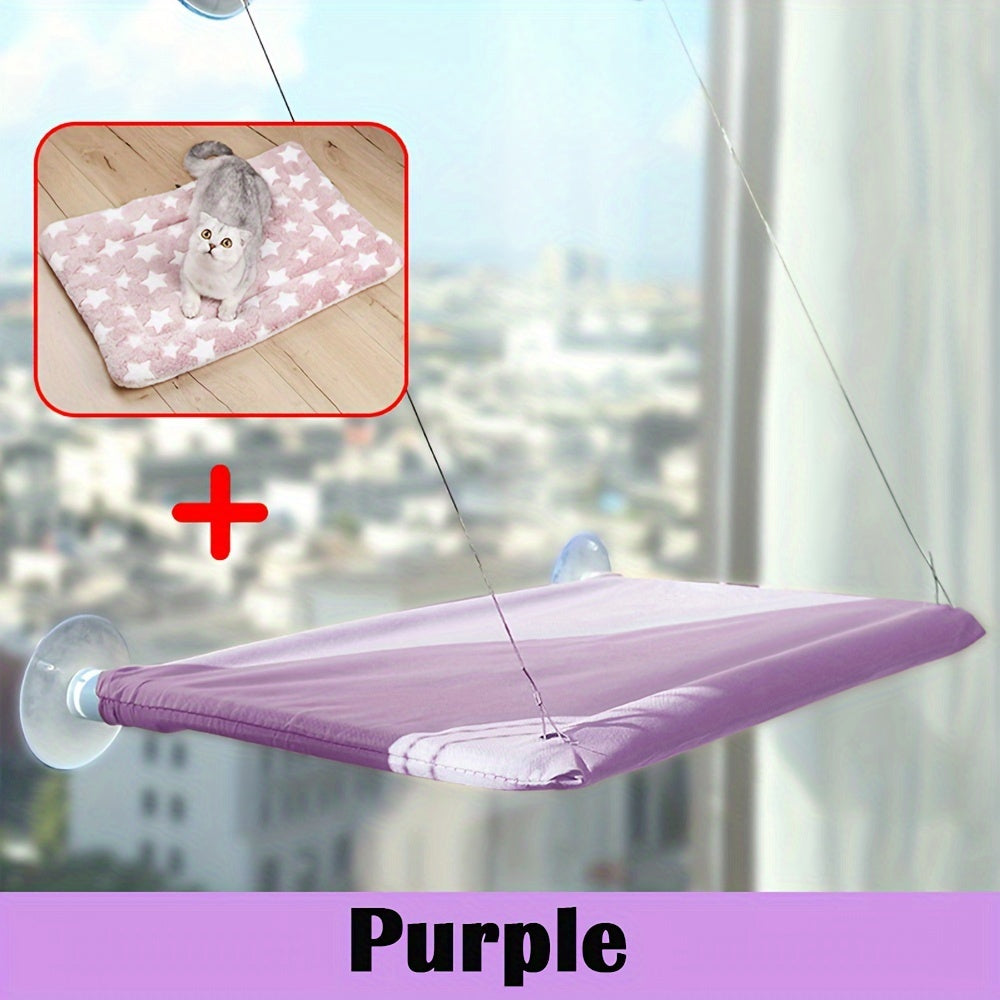 Ultra-Soft Cat Window Hammock Bed - Cozy Cloud-Like Perch for Naptime - Securely Mounted, Enhances Cats' View - Space-Saving Solution for Cat Lovers
