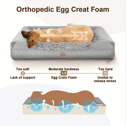 Orthopedic Dog Bed - Thick Egg Foam, Luxuriously Soft, Waterproof Bolsters - For Large, Medium, Small & Senior Dogs - Easy Clean, Removable Washable Cover