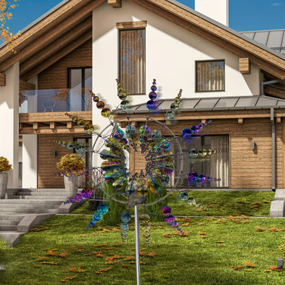 Magical Kinetic Metal Windmill Spinner - Wind-Powered Garden Decoration for Patio, Lawn, Courtyard - Unique Outdoor Wind Catcher