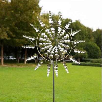 Magical Kinetic Metal Windmill Spinner - Wind-Powered Garden Decoration for Patio, Lawn, Courtyard - Unique Outdoor Wind Catcher