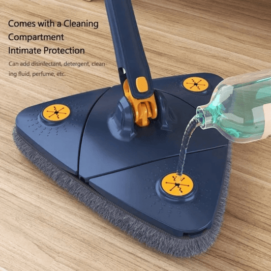 Triangle Mop Set - 360° Rotating Retractable Adjustable Cleaning Mop - Ideal for Tub, Tile, Floor, Wall, and Glass Cleaning