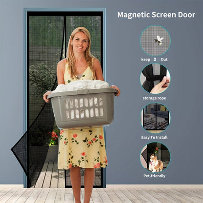 Magnetic Screen Door - Seamless Self-Sealing Design, Heavy Duty Pest Blocker - Kid & Pet Friendly, Hands-Free Entry - Durable Mesh for 36x82in/39x82in Doors