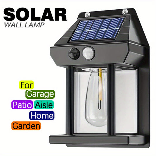 Elegant Solar-Powered LED Wall Lamp - 3 Lighting Modes, Waterproof Outdoor Accent Light for Villas, Gardens, Courtyards - Energy-Efficient Night Lantern