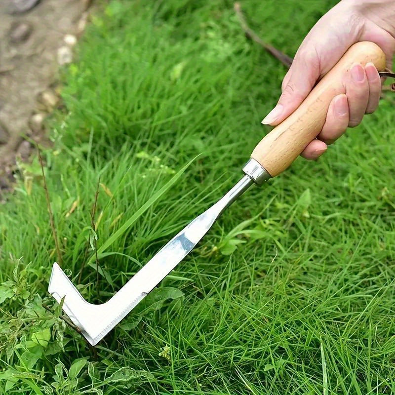 Stainless Steel Crevice Weeding Tool - L-Shaped Multi-Purpose Garden Hand Tool - 13.5 Inch with Metal Handle - Perfect for Yard, Patio, Driveway Weed Removal