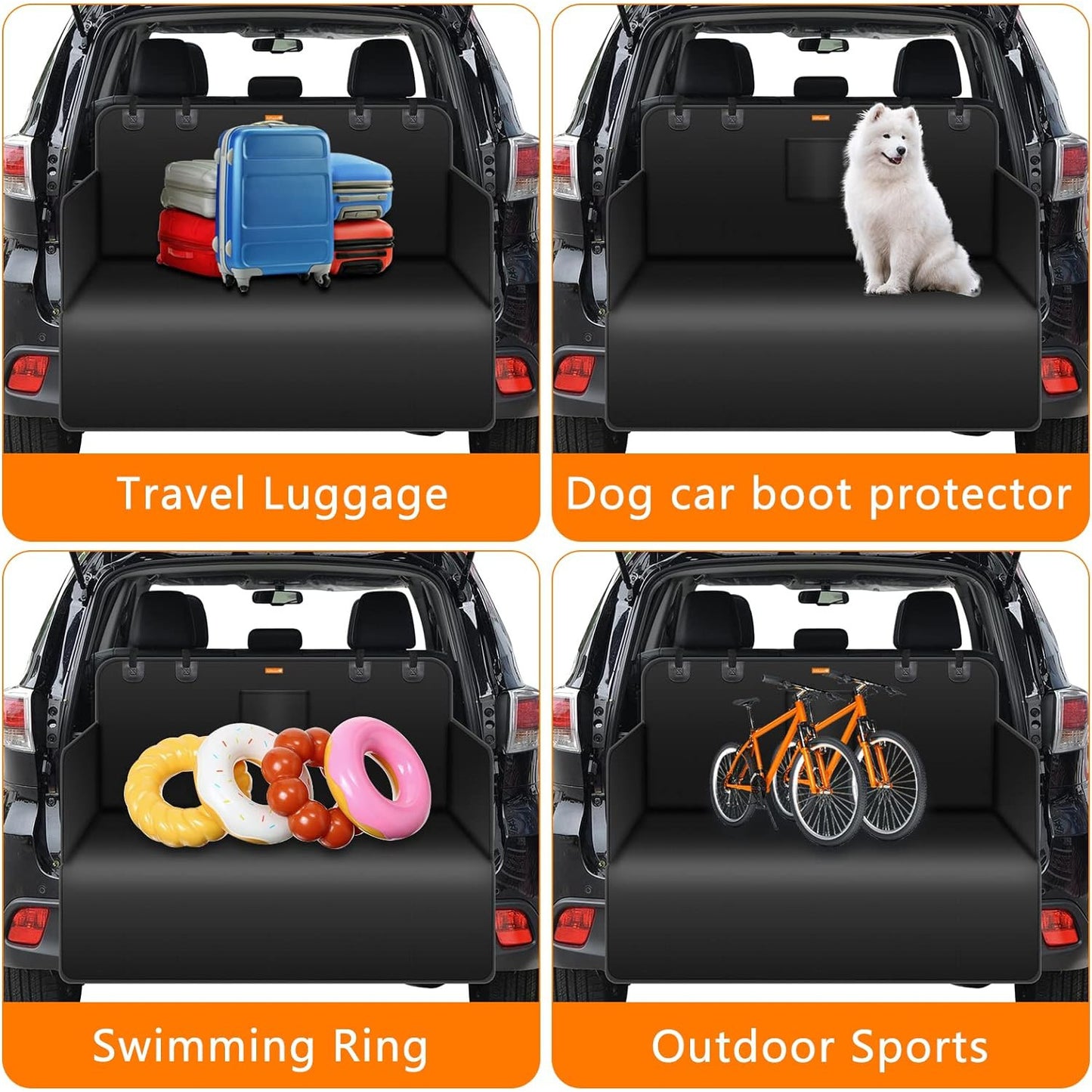 Universal Car Boot Liner Protector Mat - Waterproof, Non-Slip, Tear-Resistant - Washable and Easy to Clean - Ideal for Small Trucks, SUVs, and Pet Owners - Black