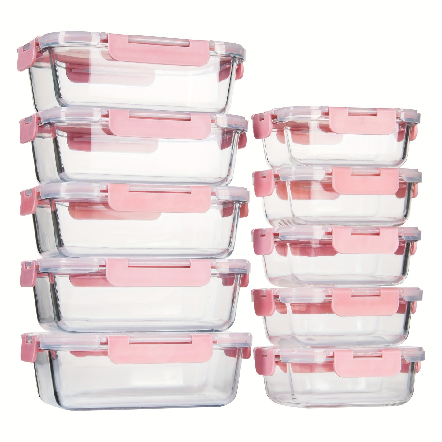 10-Piece Elegant Glass Meal Prep Set - Airtight, Leak-Proof Containers with Microwave-to-Table, Stackable Design - BPA-Free Food Storage for Kitchen & Office Lunch Organization