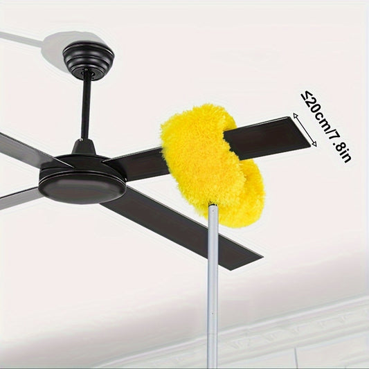 Extendable Ceiling Fan Duster with Microfiber Brush - Removable & Washable - Ideal for High Ceilings, Fans, Furniture, Cars - Perfect for Bathroom, Bedroom, Kitchen, Living Room, Walls