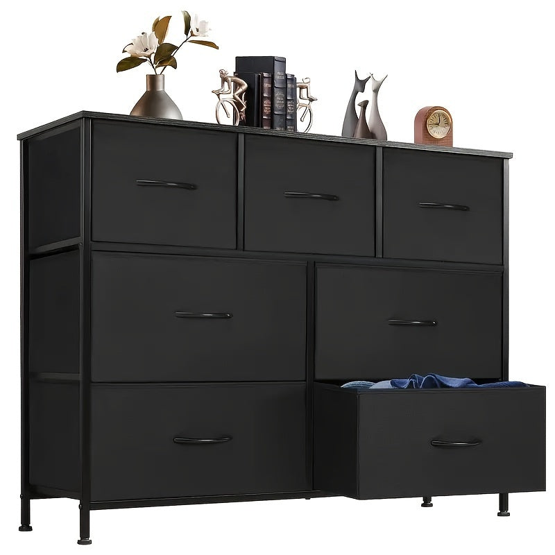 7-Drawer Fabric Storage Tower Dresser - Sturdy Floor-Mounted Chest with Spacious Storage for TVs up to 45 Inches, Ideal for Hotel Rooms, Closets, and Restaurants