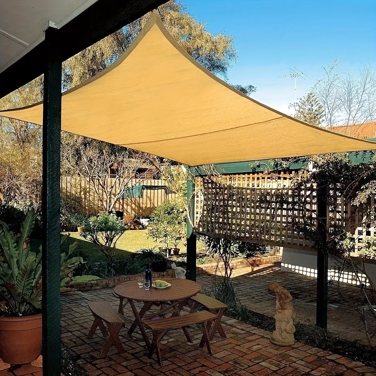 High-Density Sunshade Net for Outdoor Comfort - 90% UV Protection, Breathable - Ideal for Backyard, Patio, Pool - No Extra Ties Needed