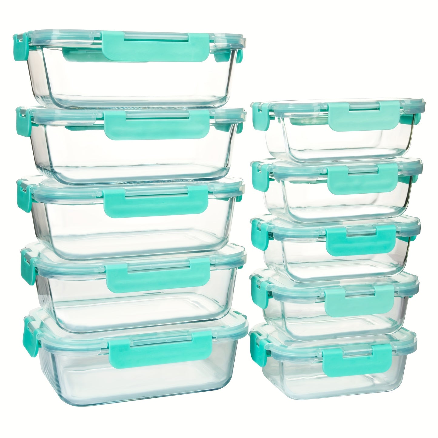 10-Piece Elegant Glass Meal Prep Set - Airtight, Leak-Proof Containers with Microwave-to-Table, Stackable Design - BPA-Free Food Storage for Kitchen & Office Lunch Organization