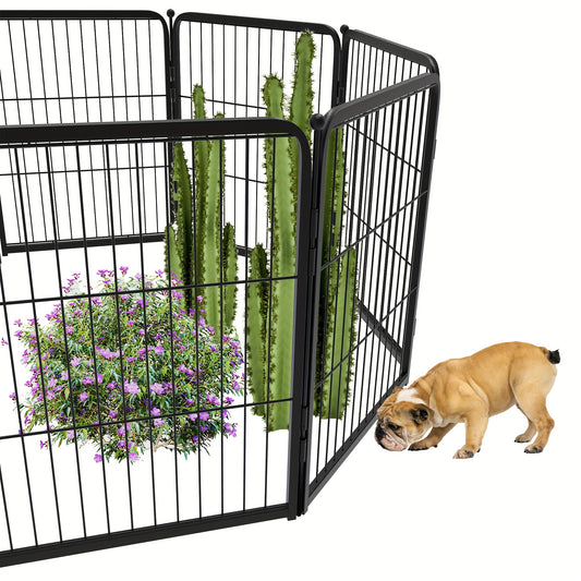 24/32/40H Heavy-Duty Metal Outdoor Decorative Garden Fence Panel with Gate - Sturdy Pet Dog Barrier for Yard, Durable Iron Construction, Black Finish, Easy Installation - FXW Brand