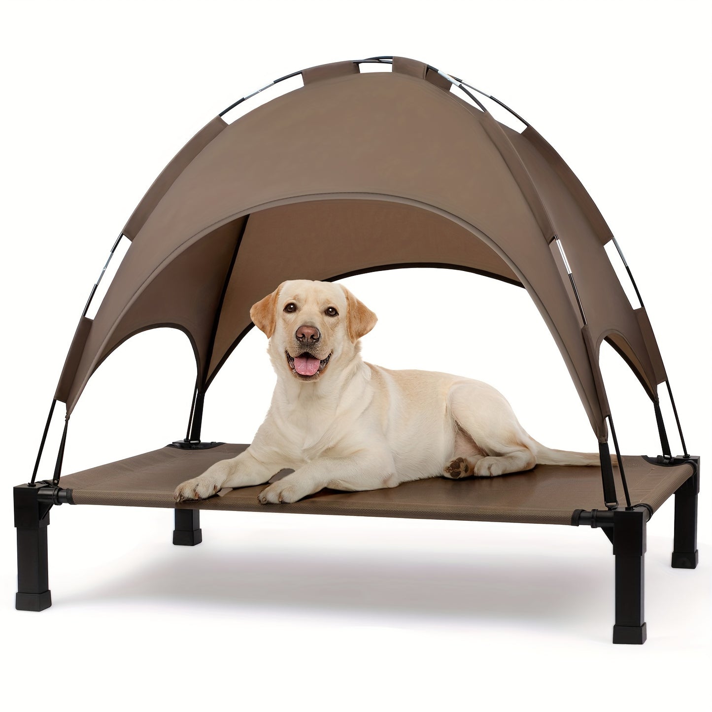 Elevated Dog Bed with Canopy - Outdoor Pet Cot with Removable Shade Tent - Portable Raised Cooling Bed for Dogs and Cats