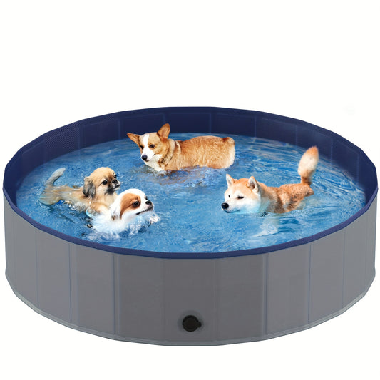 Portable Dog Pool - Foldable, Anti-Slip Pet Swimming Pool - Collapsible Hard Plastic Bath Pool for Dogs and Cats