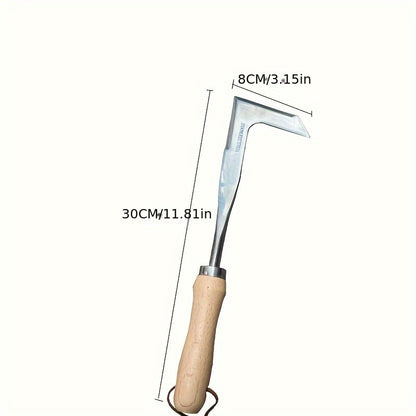 Stainless Steel Crevice Weeding Tool - L-Shaped Multi-Purpose Garden Hand Tool - 13.5 Inch with Metal Handle - Perfect for Yard, Patio, Driveway Weed Removal