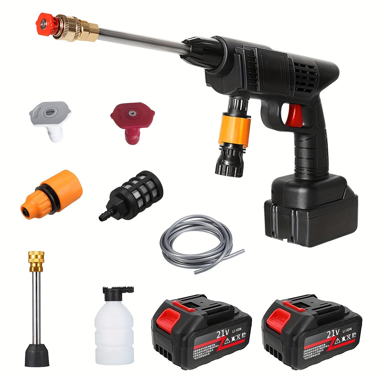 Stainless Steel High-Pressure Washer Gun - 3000 PSI Maximum, Quick Connect Nozzles & Hose Connector - Durable Cleaning Tool