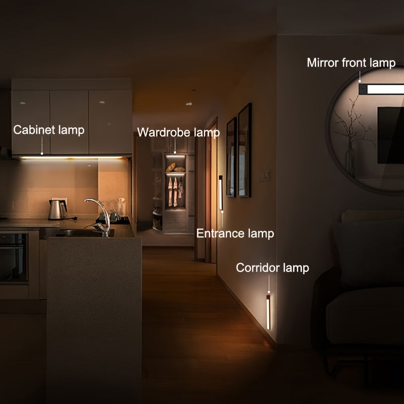 LED Motion Sensor Cabinet Light - Wireless Magnetic USB Rechargeable Under-Counter Night Light for Kitchen, Closet, Wardrobe, Stairs, Corridor - Available in 3.9'' or 7.9