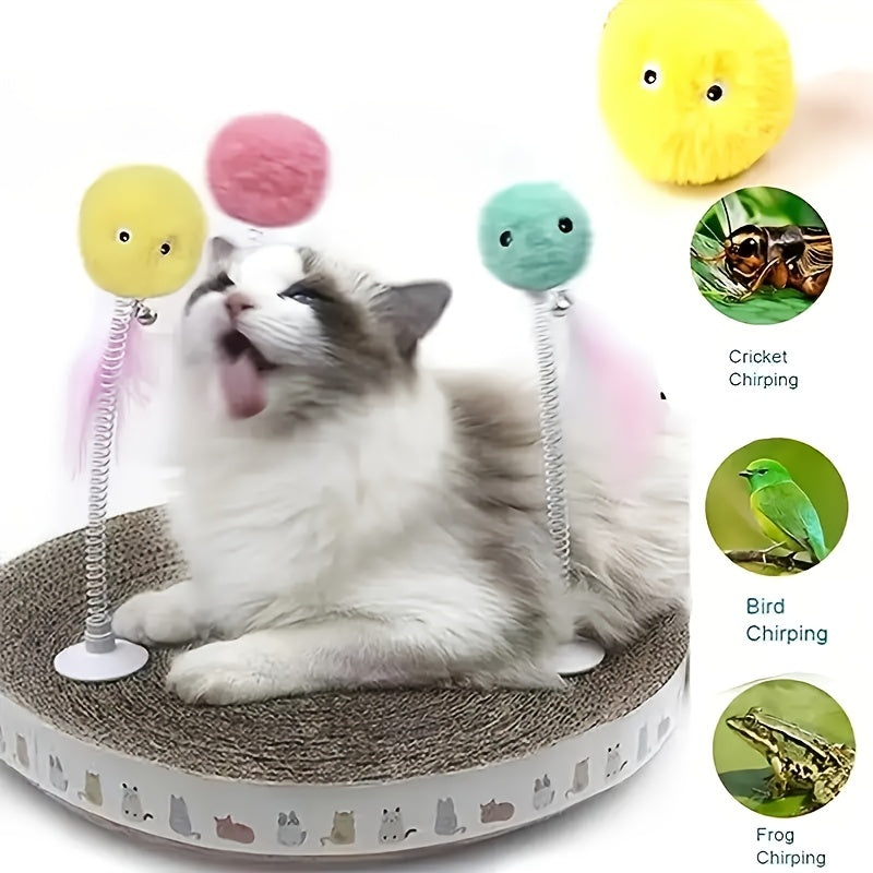 Chirping Ball Interactive Cat Plush Toy - Squeaky Sound Training Toy for Cats - Fun Pet Ball for Playtime and Exercise