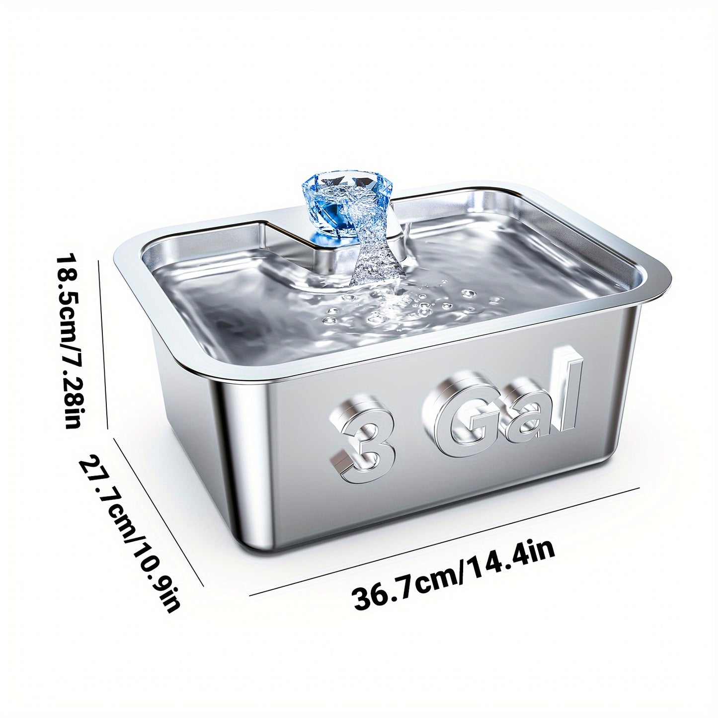 3-Gallon Stainless Steel Dog Water Fountain - Large Capacity Automatic Pet Water Dispenser for Great Danes - Includes Filters, Easy to Clean, Quiet Pump - Ideal for Multiple Pets