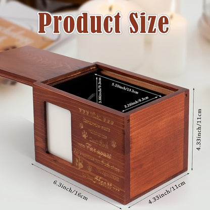 Wooden Pet Urn with Photo Frame – Memorial Box for Dog or Cat Ashes