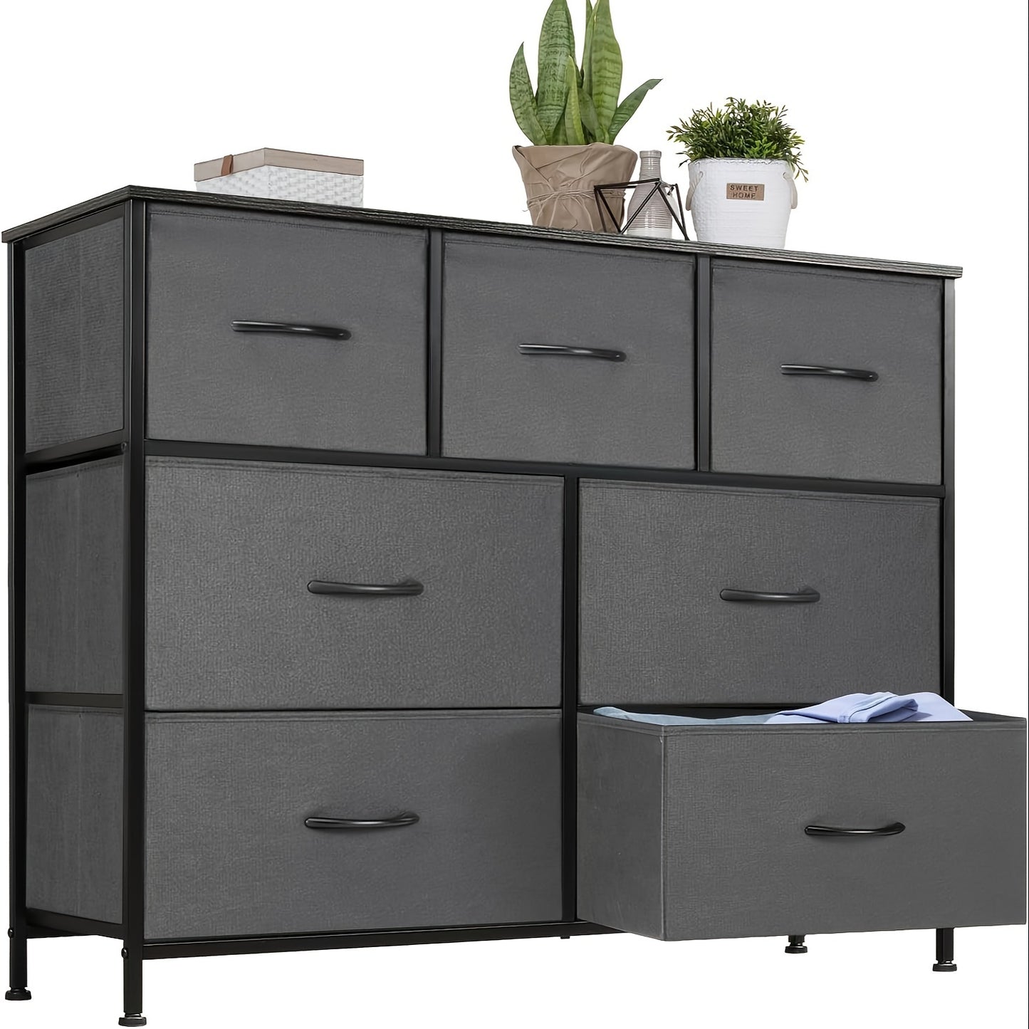 7-Drawer Fabric Storage Tower Dresser - Sturdy Floor-Mounted Chest with Spacious Storage for TVs up to 45 Inches, Ideal for Hotel Rooms, Closets, and Restaurants