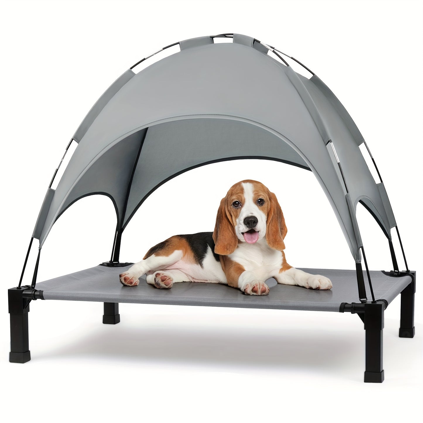 Elevated Dog Bed with Canopy - Outdoor Pet Cot with Removable Shade Tent - Portable Raised Cooling Bed for Dogs and Cats