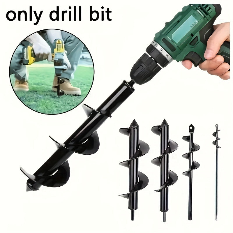 Quick-Dig Garden Auger - Effortless Planting Drill Bit with Spiral Steel Shaft for Smooth Soil Penetration, Black Hex Driver for Secure Grip, Includes Bit Organizer