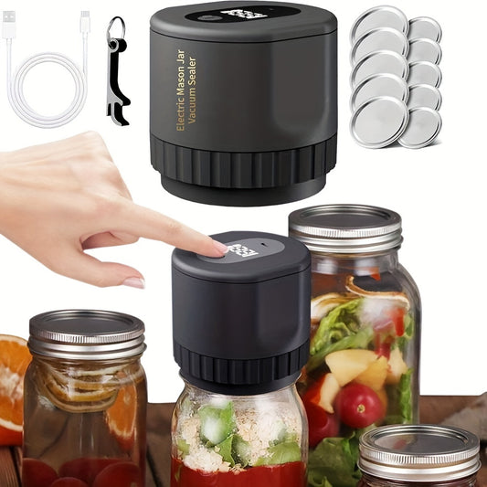 Electric Mason Jar Vacuum Sealer Kit - Fits Wide Mouth & Regular Mouth Jars - Perfect for Food Preservation