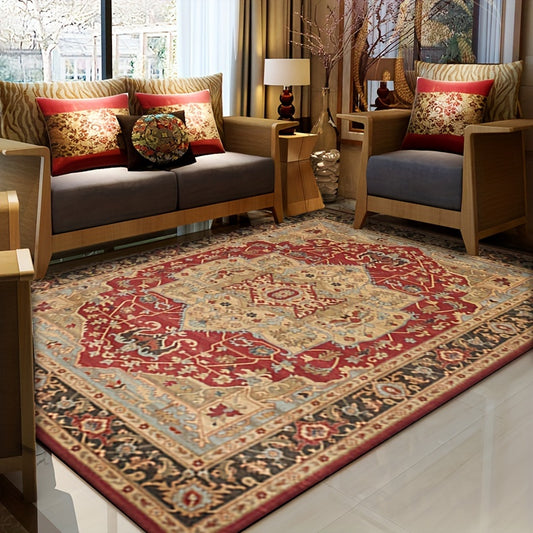 Retro Persian Carpet Rug - Bohemian Style, Water Absorbent & Stain-Resistant - Non-Shedding Accent Rug for Living Room & Bedroom - Soft Ethnic Decor, Ideal for Homestays & Hotels