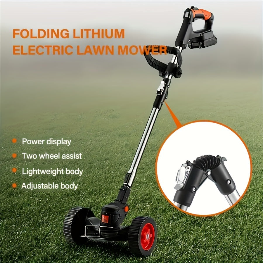 Foldable Cordless Electric Lawn Mower - Lithium Battery, Detachable Manual Trimmer - Multifunctional Gardening Tool