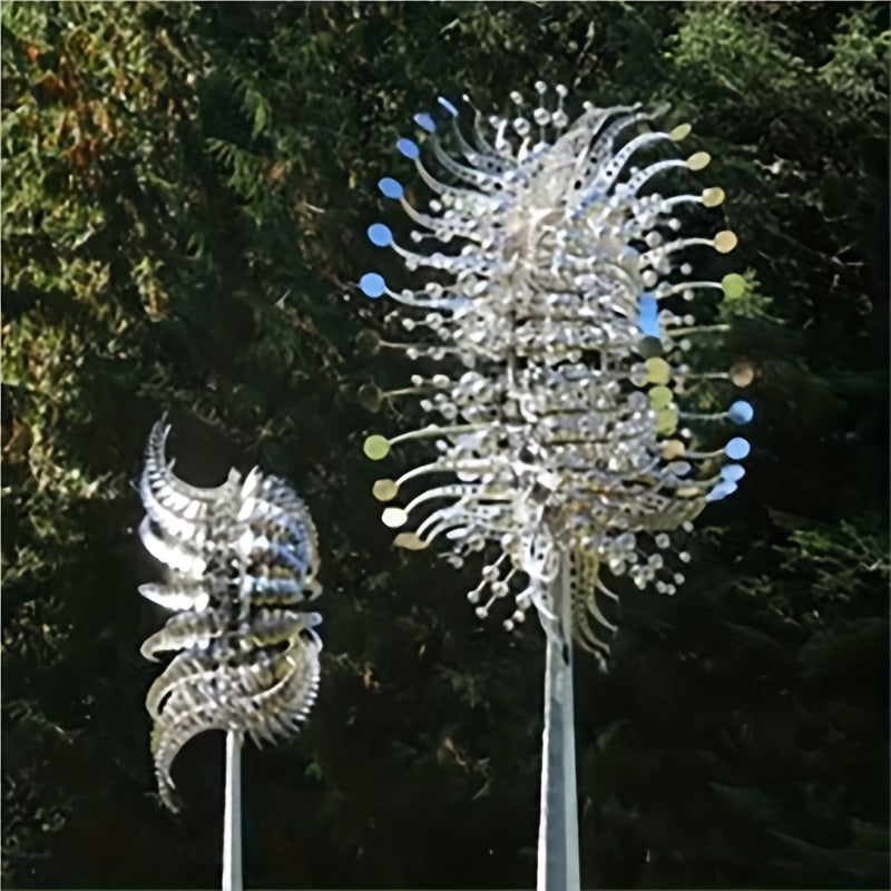 Magical Kinetic Metal Windmill Spinner - Wind-Powered Garden Decoration for Patio, Lawn, Courtyard - Unique Outdoor Wind Catcher