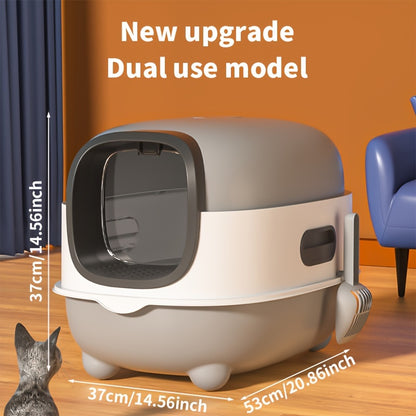 40lb/18kg Spacious Cat Litter Box - Foldable Top-Entry Design, Anti-Splash & Odor Control - Ideal for Multi-Cat Homes