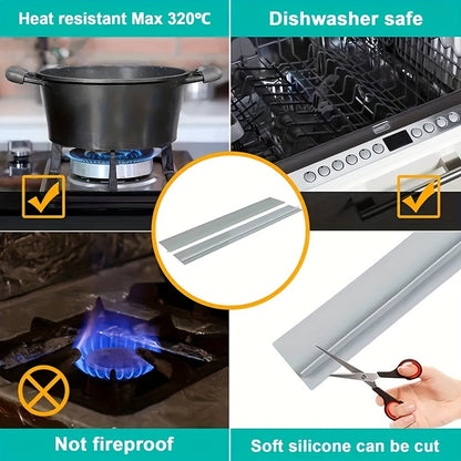 2pcs Kitchen Silicone Gap Covers – Heat-Resistant, Waterproof and Stain-Proof – Ideal For Sealing Spaces and Maintaining Cleanliness.