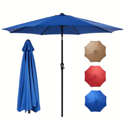 9 FT Deluxe Outdoor Umbrella - Effortless Crank & Push Button Tilt, 8-Rib Steel Construction - Durable for Pool, Beach, Yard, Residential & Commercial Use - UV Protection, All-Weather Ready