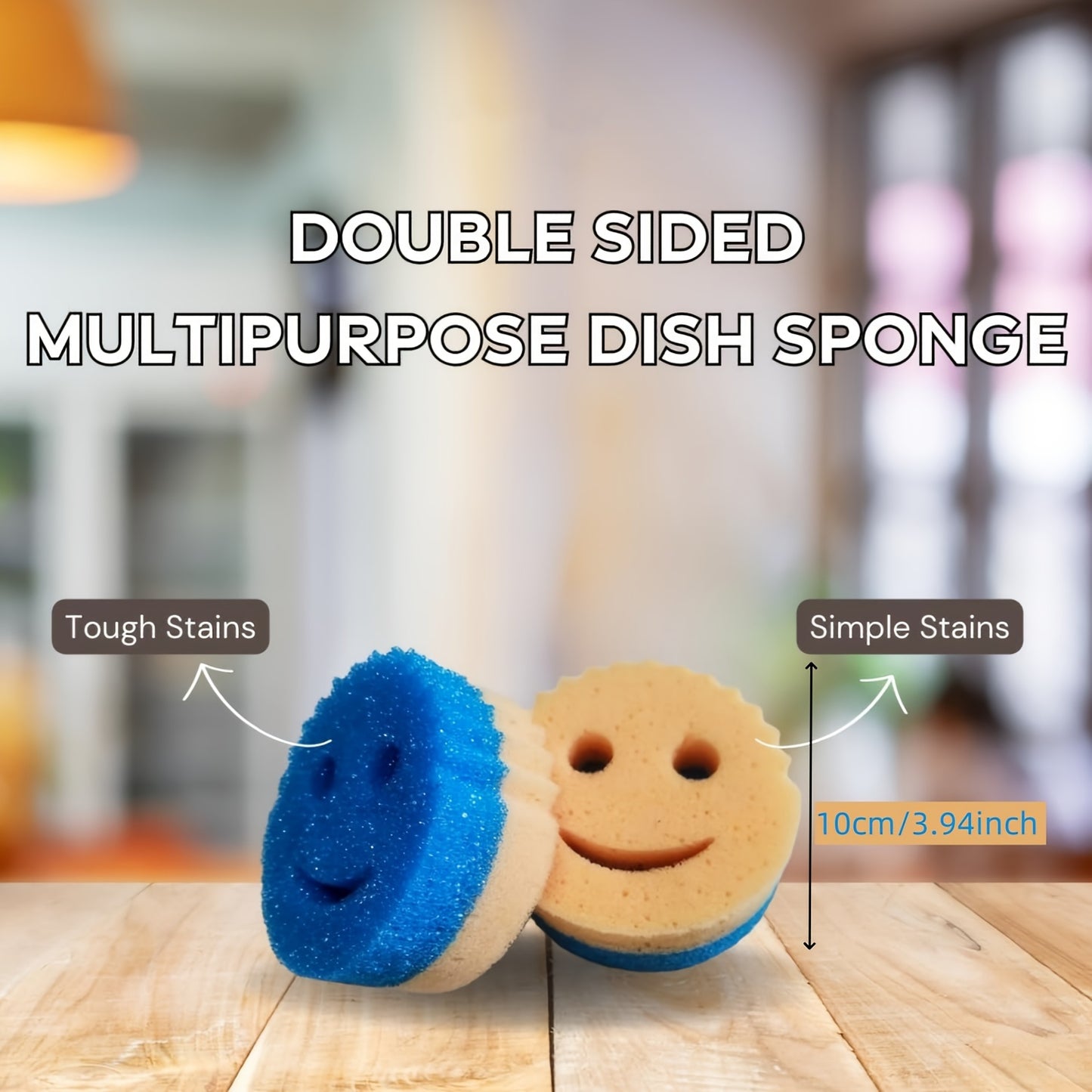 3-Piece Dual-Sided Kitchen Sponges - Temperature Sensitive, Non-Scratch Cleaning Pads - Safe for Dishes & Multi-Surface Cleaning