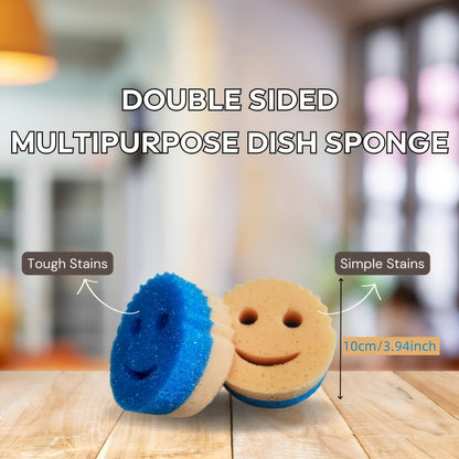 3-Piece Dual-Sided Kitchen Sponges - Temperature Sensitive, Non-Scratch Cleaning Pads - Safe for Dishes & Multi-Surface Cleaning