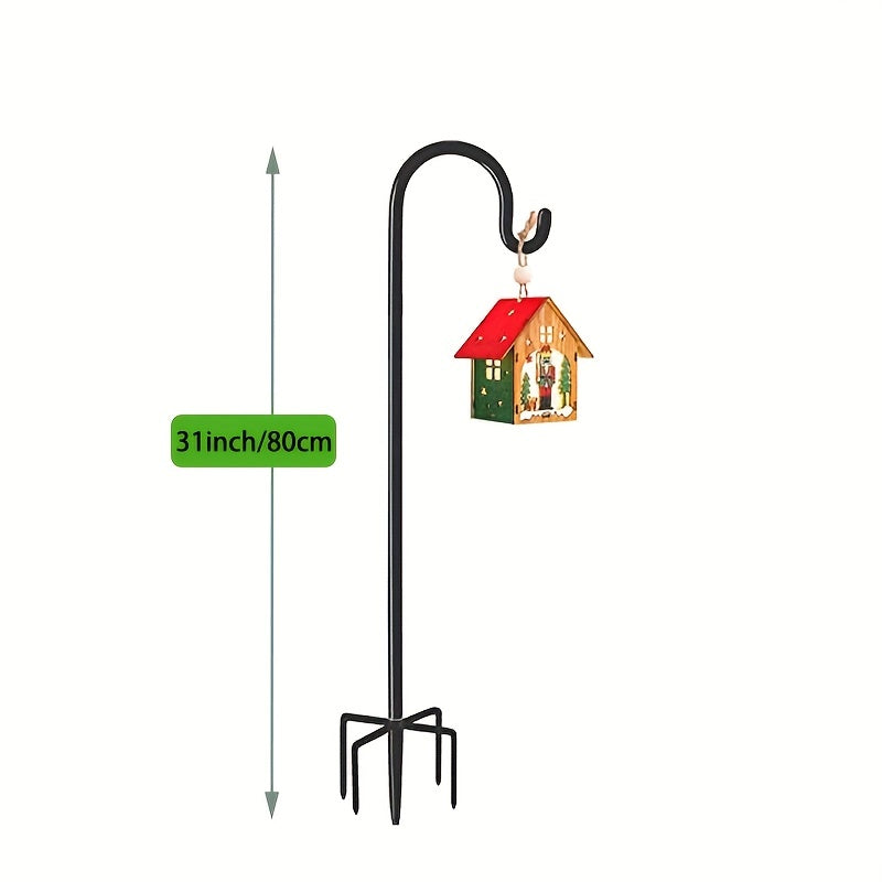 Adjustable Shepherd Hook 63 Inches High, 1/3 Inch Thick - Rust-Resistant for Outdoor Solar Lights, Lanterns, Flower Baskets, and Bird Feeders