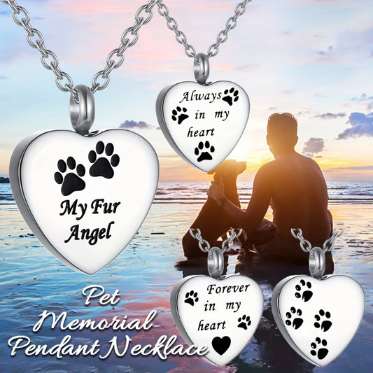 Pet Memorial Necklace – Heart Pendant Urn for Dog or Cat Ashes