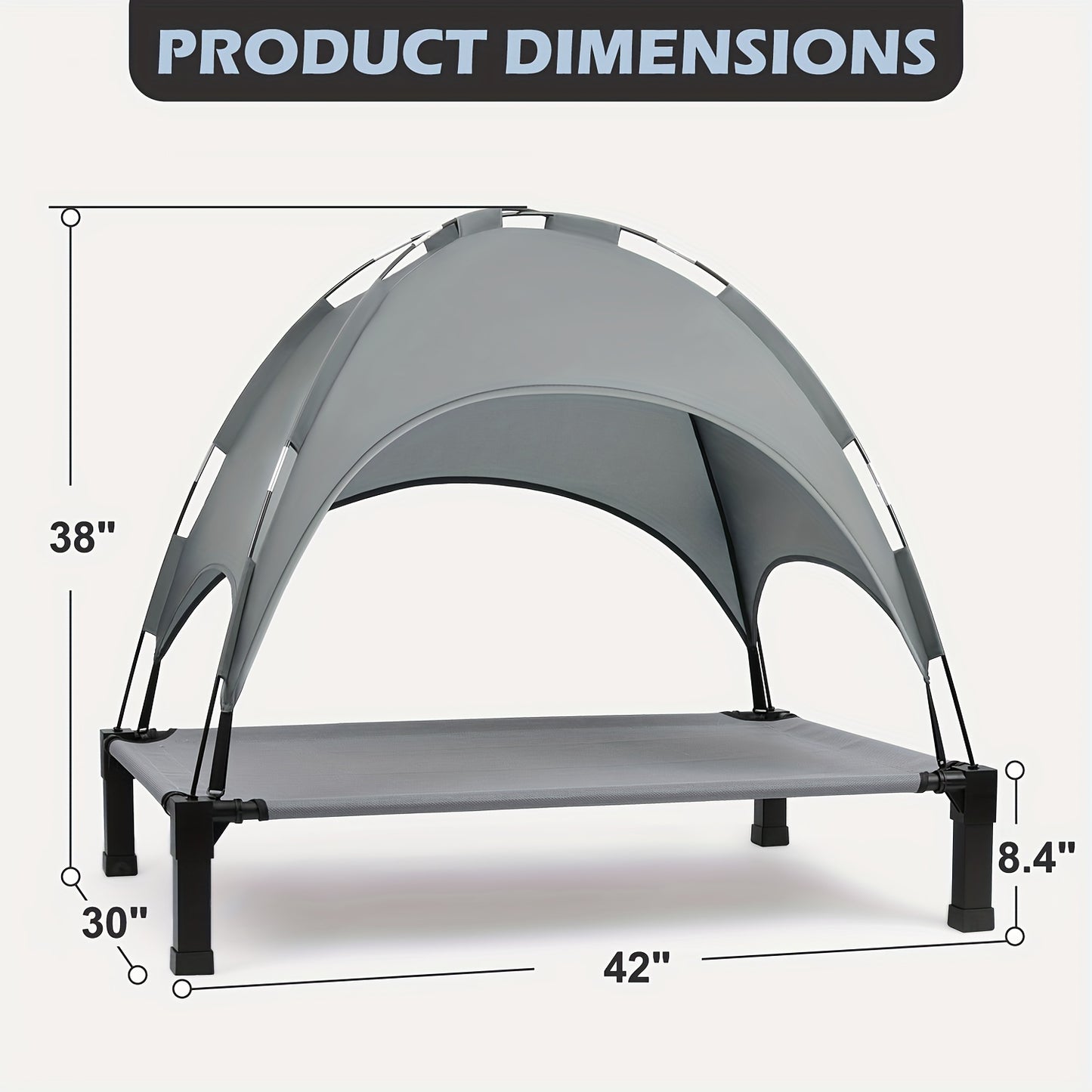 Elevated Dog Bed with Canopy - Outdoor Pet Cot with Removable Shade Tent - Portable Raised Cooling Bed for Dogs and Cats