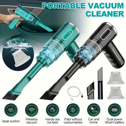 Portable Cordless Handheld Vacuum Cleaner - Cyclone Suction, Rechargeable & Strong Suction - Perfect for Cars, Offices, and Homes