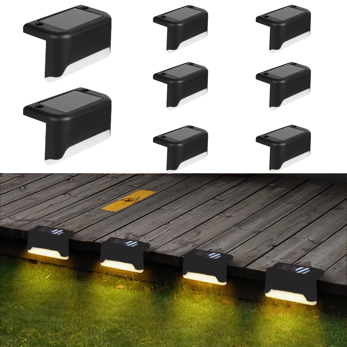 8 Packs Solar Step Lights, For Fence Steps Stairs Decks Fences Paths Patio Pathway