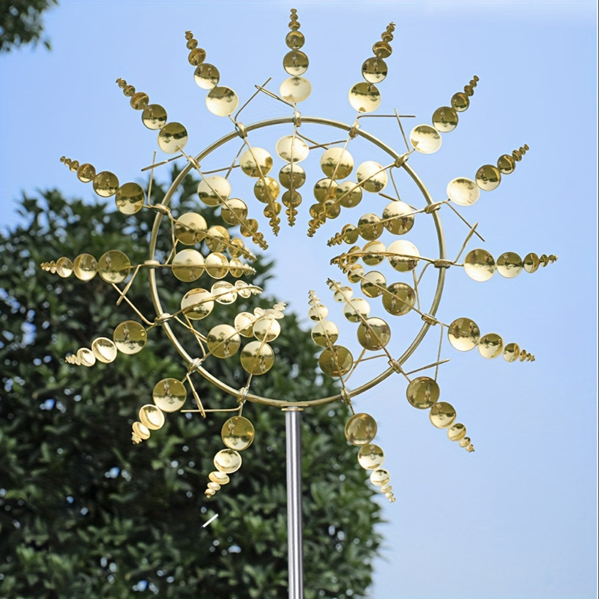 Magical Kinetic Metal Windmill Spinner - Wind-Powered Garden Decoration for Patio, Lawn, Courtyard - Unique Outdoor Wind Catcher