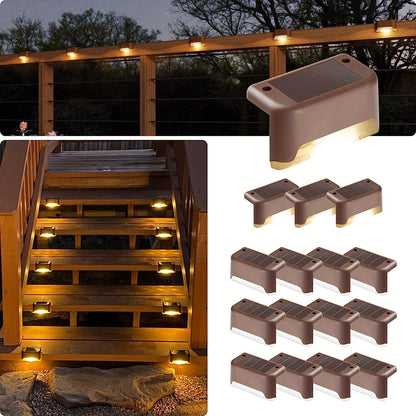 16-Pack Solar Garden Lights - Durable Waterproof Deck and Stair Decor - Bright Aisle, Wall, and Rail Illumination - Energy-Saving Outdoor Lighting Solution