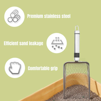 Durable Metal Cat Litter Scoop - Aluminum Alloy with Stainless Steel Handle - Pet Cleaning Tool & Poop Shovel