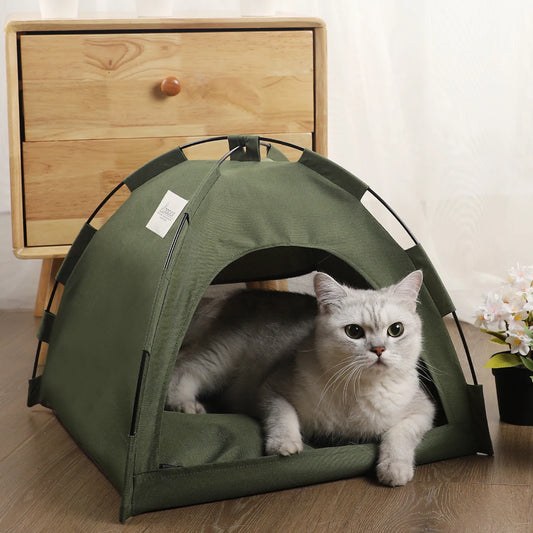 Pet Tent Bed - Warm Clamshell Cat House with Cushions - Winter Sofa Basket for Kitten - Perfect Pet Furniture Accessory