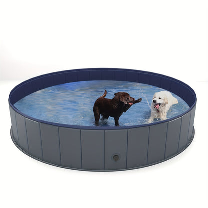 Portable Dog Pool - Foldable, Anti-Slip Pet Swimming Pool - Collapsible Hard Plastic Bath Pool for Dogs and Cats