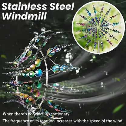 Magical Kinetic Metal Windmill Spinner - Wind-Powered Garden Decoration for Patio, Lawn, Courtyard - Unique Outdoor Wind Catcher