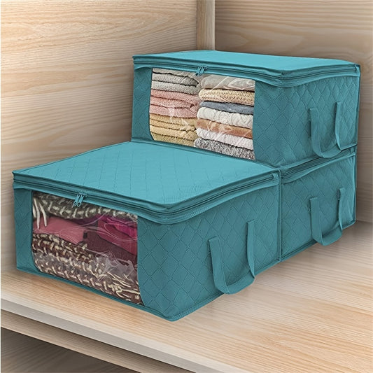 3PCS Foldable Closet Storage Cubes - Spacious, Collapsible, and Portable with Convenient Lids and Handle - Ideal for Bedroom Closet Organization, Perfect for Clothing, Comforter, and Linen Storage