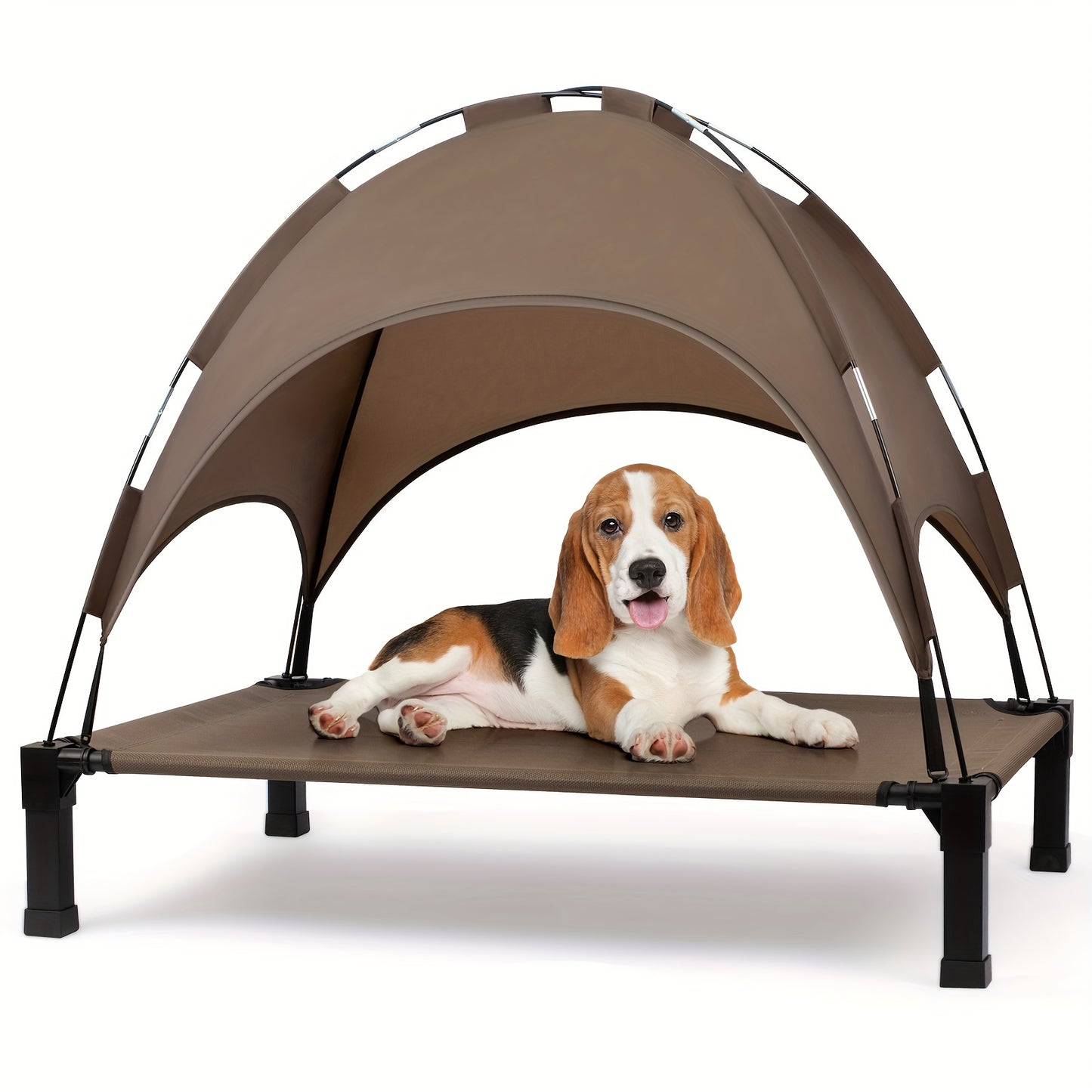 Elevated Dog Bed with Canopy - Outdoor Pet Cot with Removable Shade Tent - Portable Raised Cooling Bed for Dogs and Cats