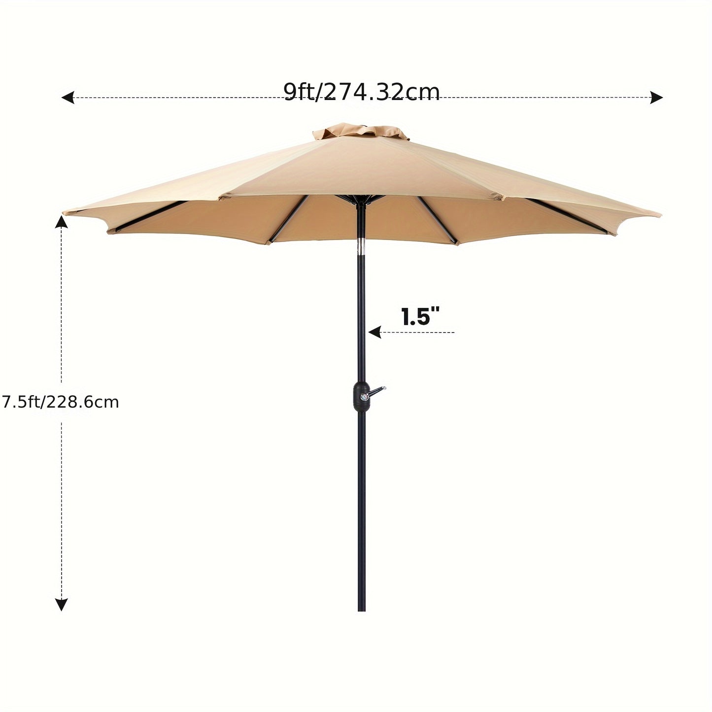 9 FT Deluxe Outdoor Umbrella - Effortless Crank & Push Button Tilt, 8-Rib Steel Construction - Durable for Pool, Beach, Yard, Residential & Commercial Use - UV Protection, All-Weather Ready