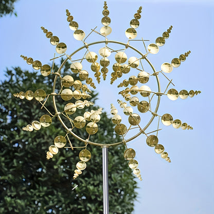 Magical Kinetic Metal Windmill Spinner - Wind-Powered Garden Decoration for Patio, Lawn, Courtyard - Unique Outdoor Wind Catcher